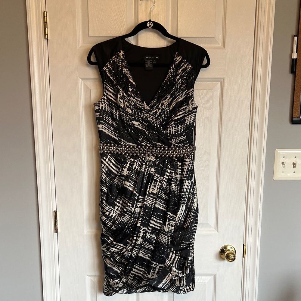 NWT Aidan Mattox Black and White Silver Dress